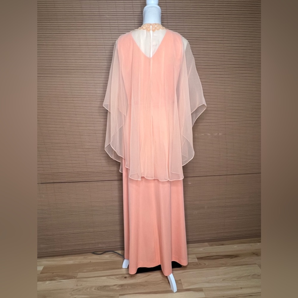 Miss Rubette Vintage Cape dress Formal peach orange - Picture 13 of 15